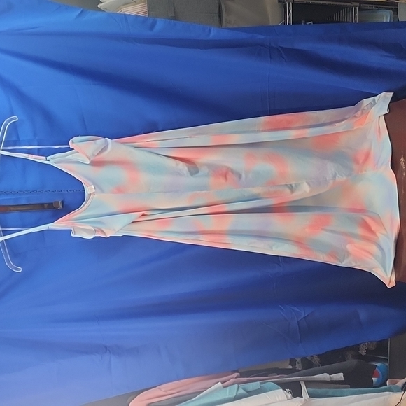 Shirley and Stone Plus Size Tie Dye Dress 3X Pockets Adjustable Spaghetti Straps - Picture 2 of 3